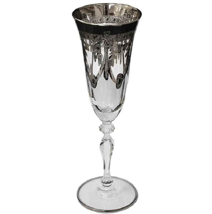 Набор бокалов для шампанского"Platinum" на 6 персон, прозрачный с платиновым декором